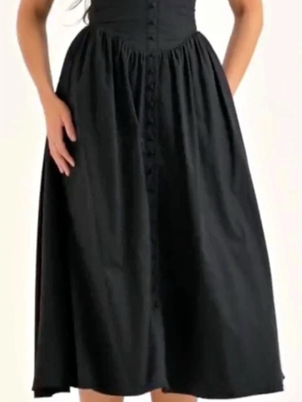Black Lace-Up Corset Midi Dress Size Medium NWT